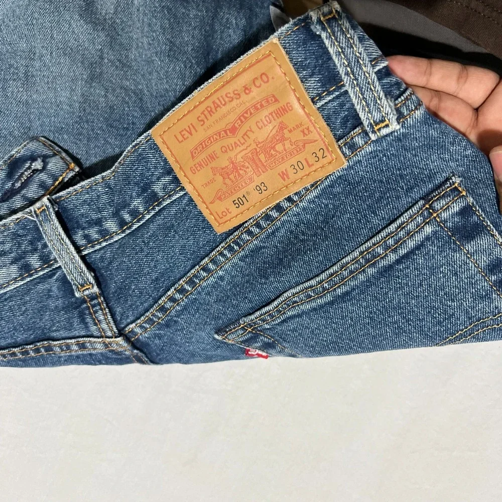 Mens Levis 501 XX 93' Blue Denim Button Fly Straight Leg Jeans 30x31 Big E